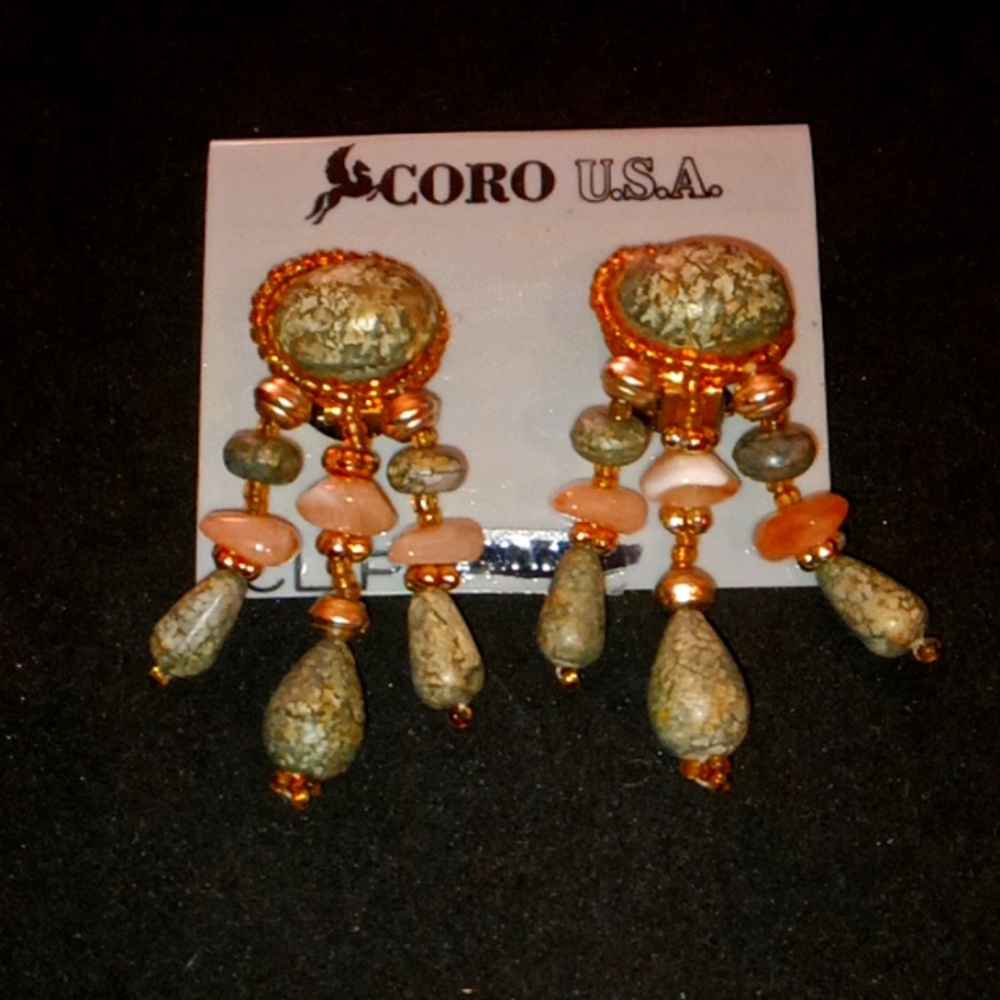 Vintage Coro Pegasus Clip On Earrings on Original Card. Great Condition.
